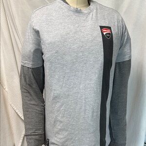 Vintage Gray Short Sleeve Tee with Crew Neck and Ducati Logo